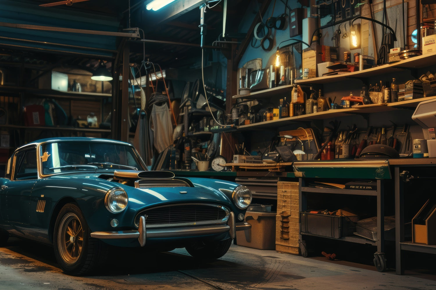 Toile de fond Pour Fête des Pères Garage Voiture Vintage GQ2-222