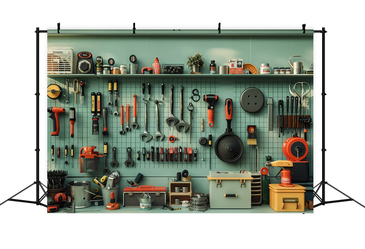 Toile de fond Fête des Pères Photobooth Établi Outils GQ2-226
