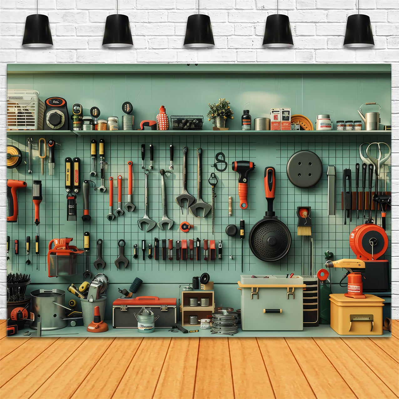 Toile de fond Fête des Pères Photobooth Établi Outils GQ2-226