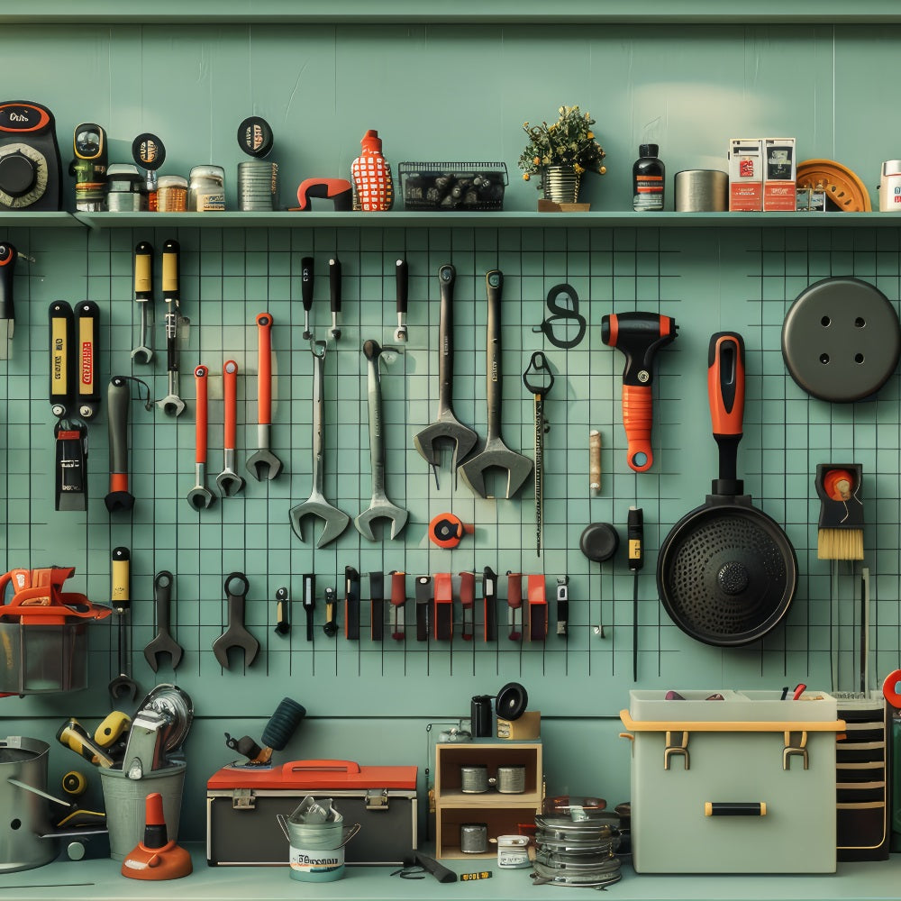 Toile de fond Fête des Pères Photobooth Établi Outils GQ2-226