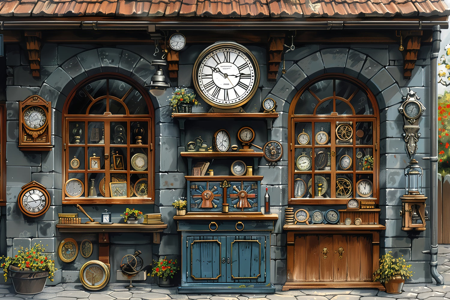 Toile de fond Joyeuse Fête des Pères Boutique Horlogerie Antique GQ2-229