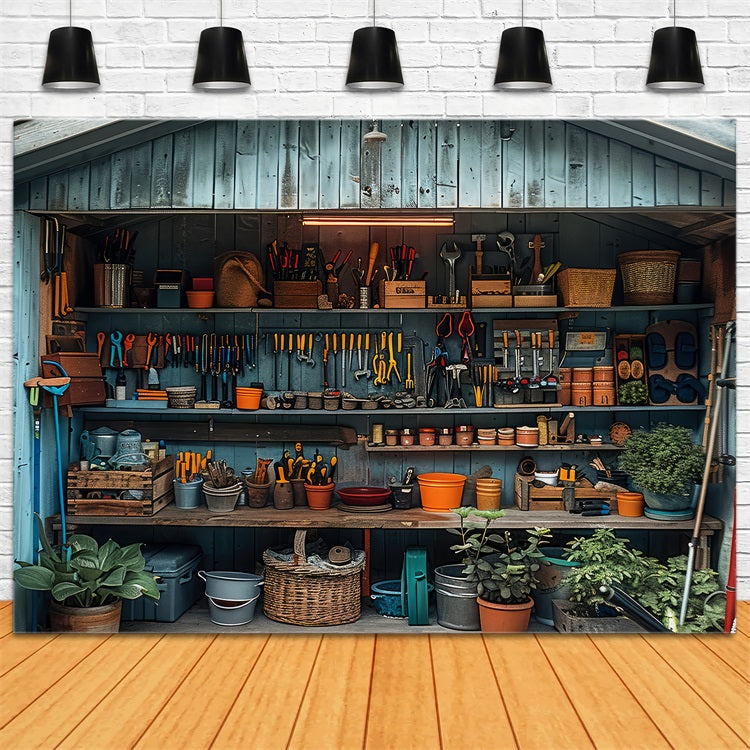 Toile de fond Fête des Pères Établi en Bois Outils GQ2-230