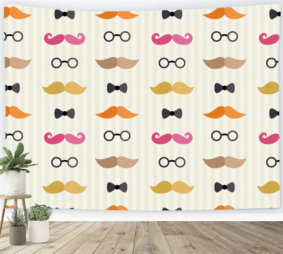 Toile de fond Fête des Pères Dessin Animé Moustache Lunettes GQ2-235