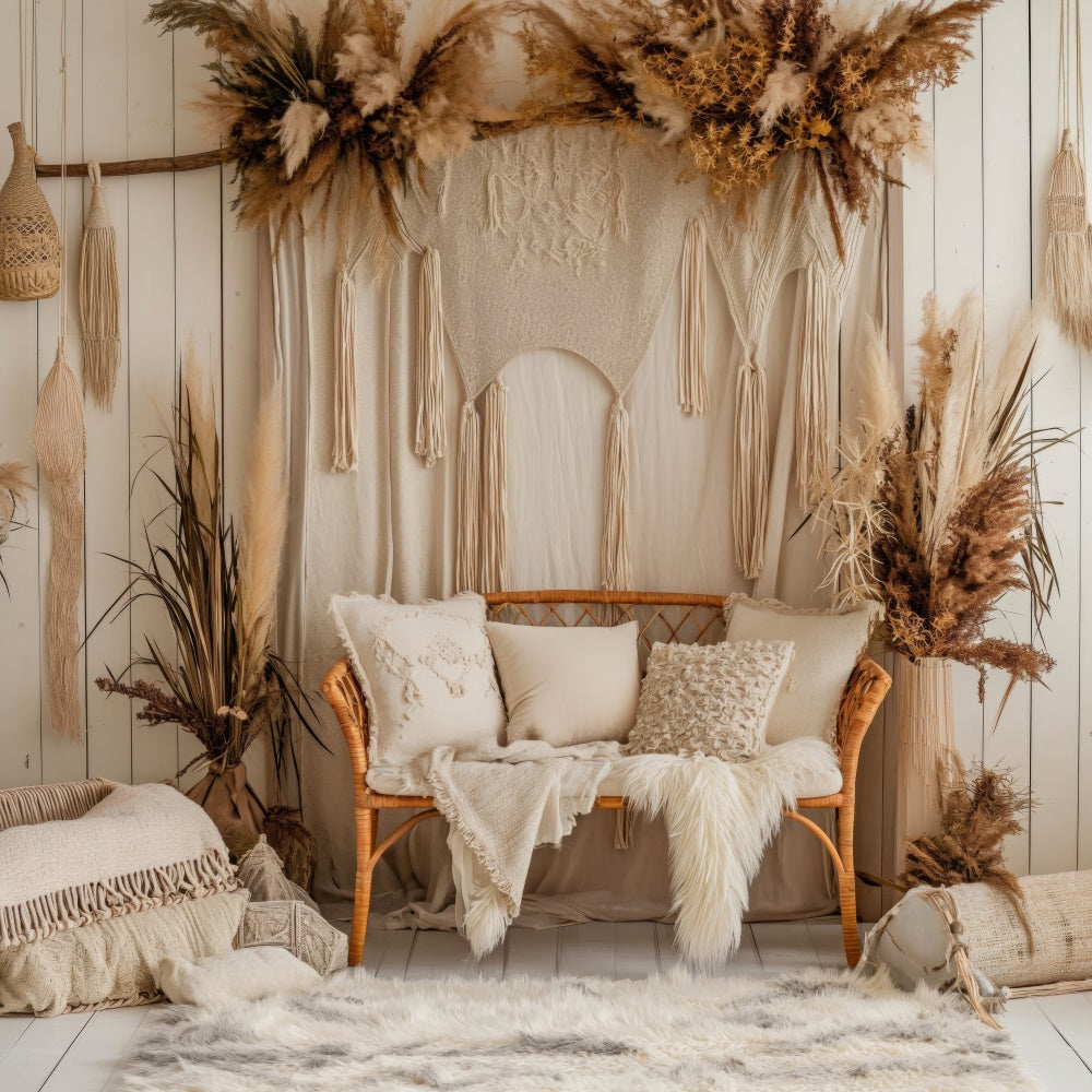 Toile de Fond Photo Boho Salon Tan Neutre GQ2-27