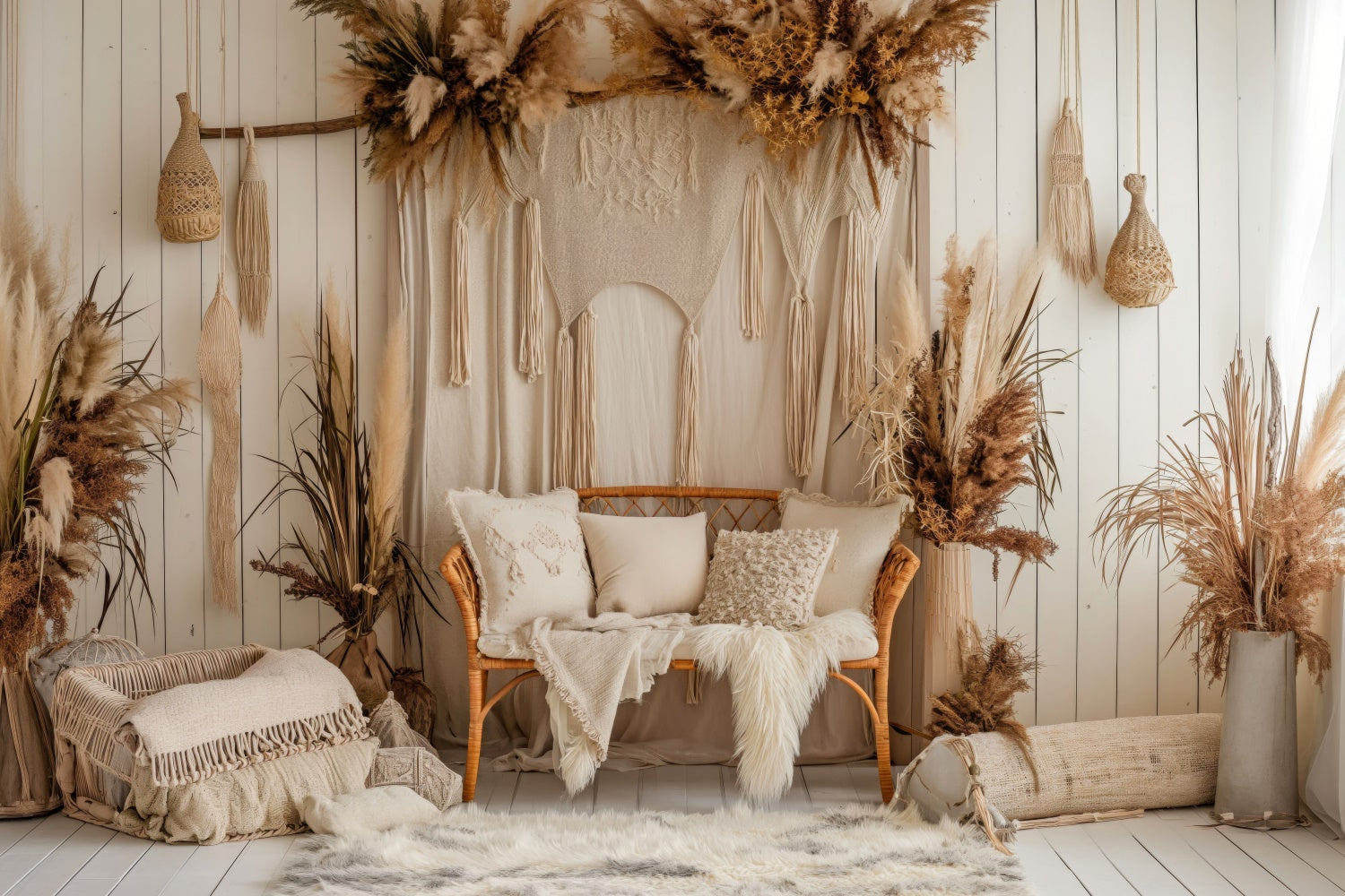 Toile de Fond Photo Boho Salon Tan Neutre GQ2-27