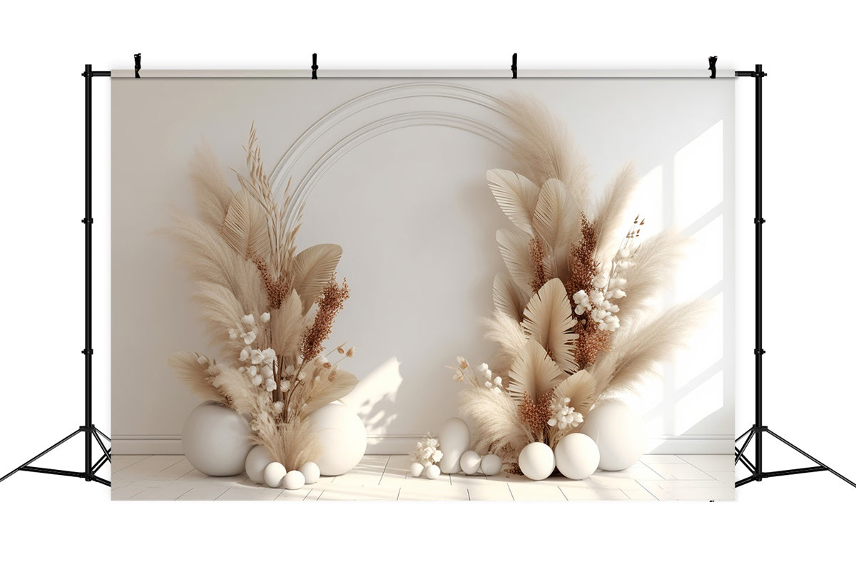 Toile de Fond Boho Idées Arc Floral Beige Élégant GQ2-3