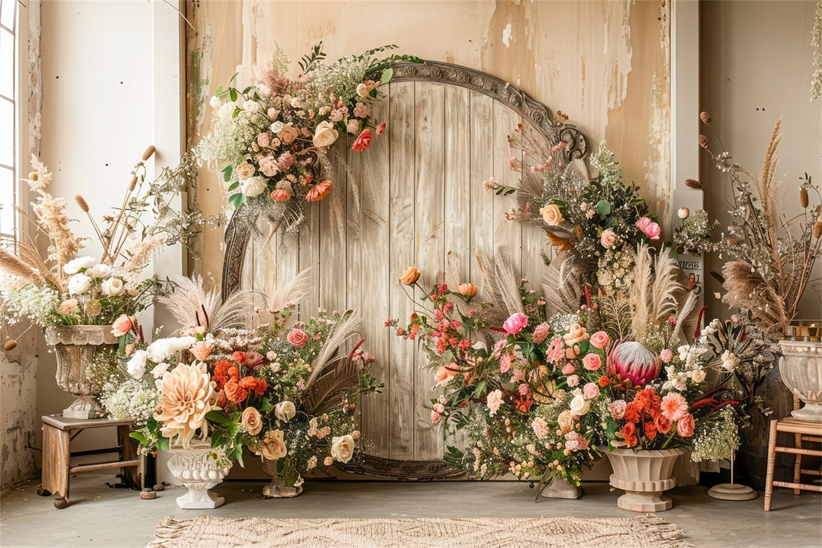 Toile de Fond Boho Arc Floral Pastels Doux GQ2-30