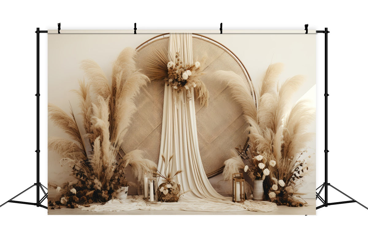 Toile de Fond Boho Arc Chic Pampas Photographie GQ2-32