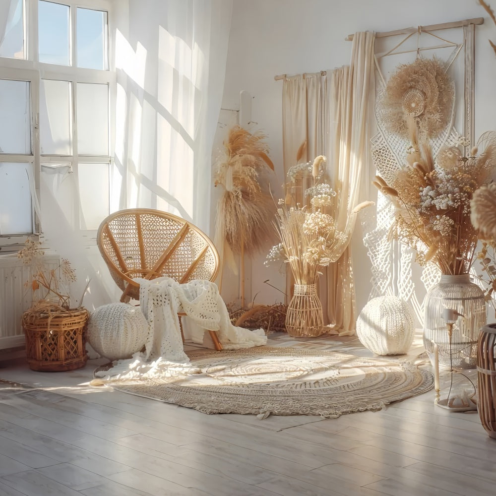 Toile de Fond Boho Arc Pampas Floral Chic Coin GQ2-37