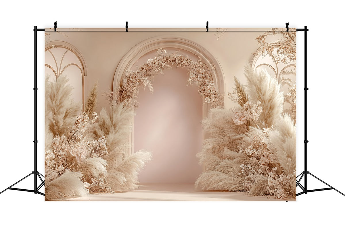 Toile de Fond Boho Arc Blush Pampas Arrangement Floral GQ2-61