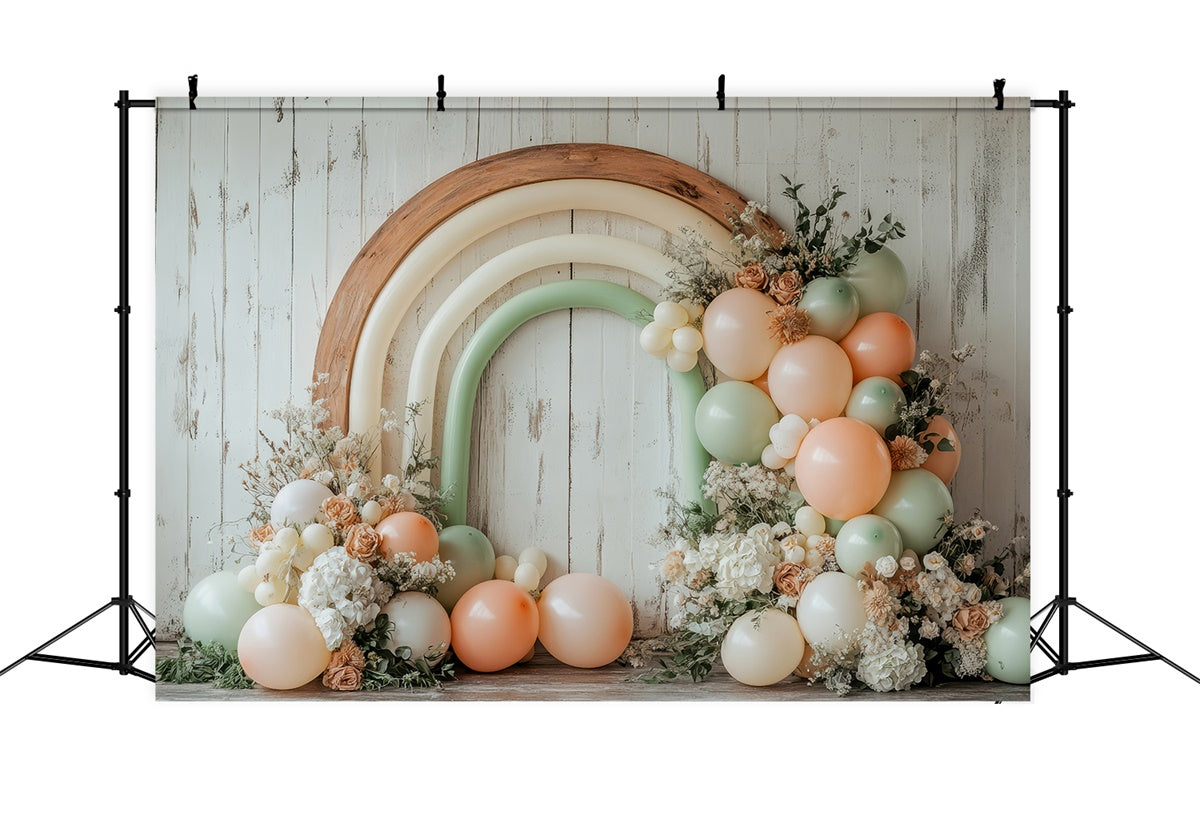 Toile de Fond Boho Arc Ballons Floraux Photographie GQ2-64