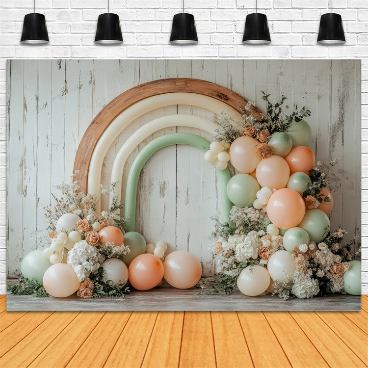Toile de Fond Boho Arc Ballons Floraux Photographie GQ2-64
