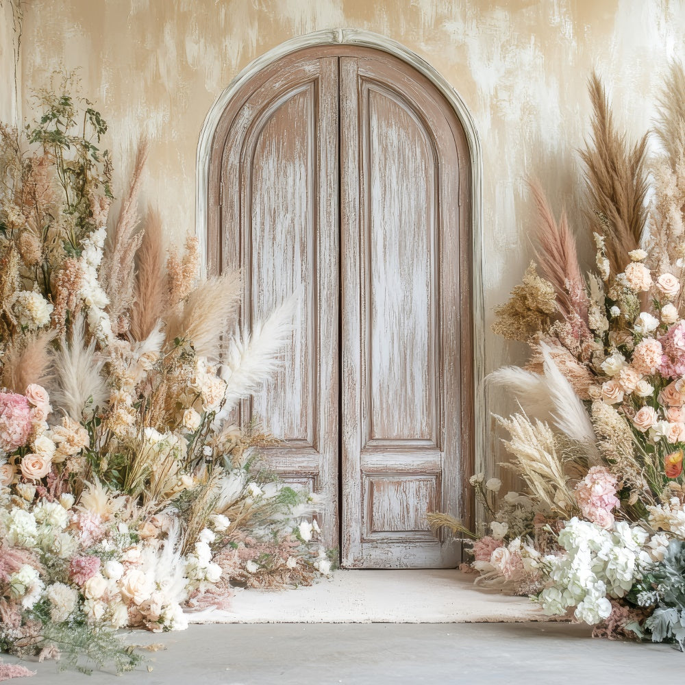 Toile de Fond Photo Boho Arrangement Floral Porte GQ2-69