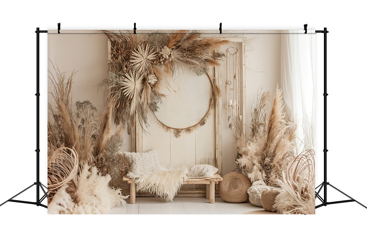 Toile de Fond Photo Boho Chic Pampas Cerceau Rêveur GQ2-7