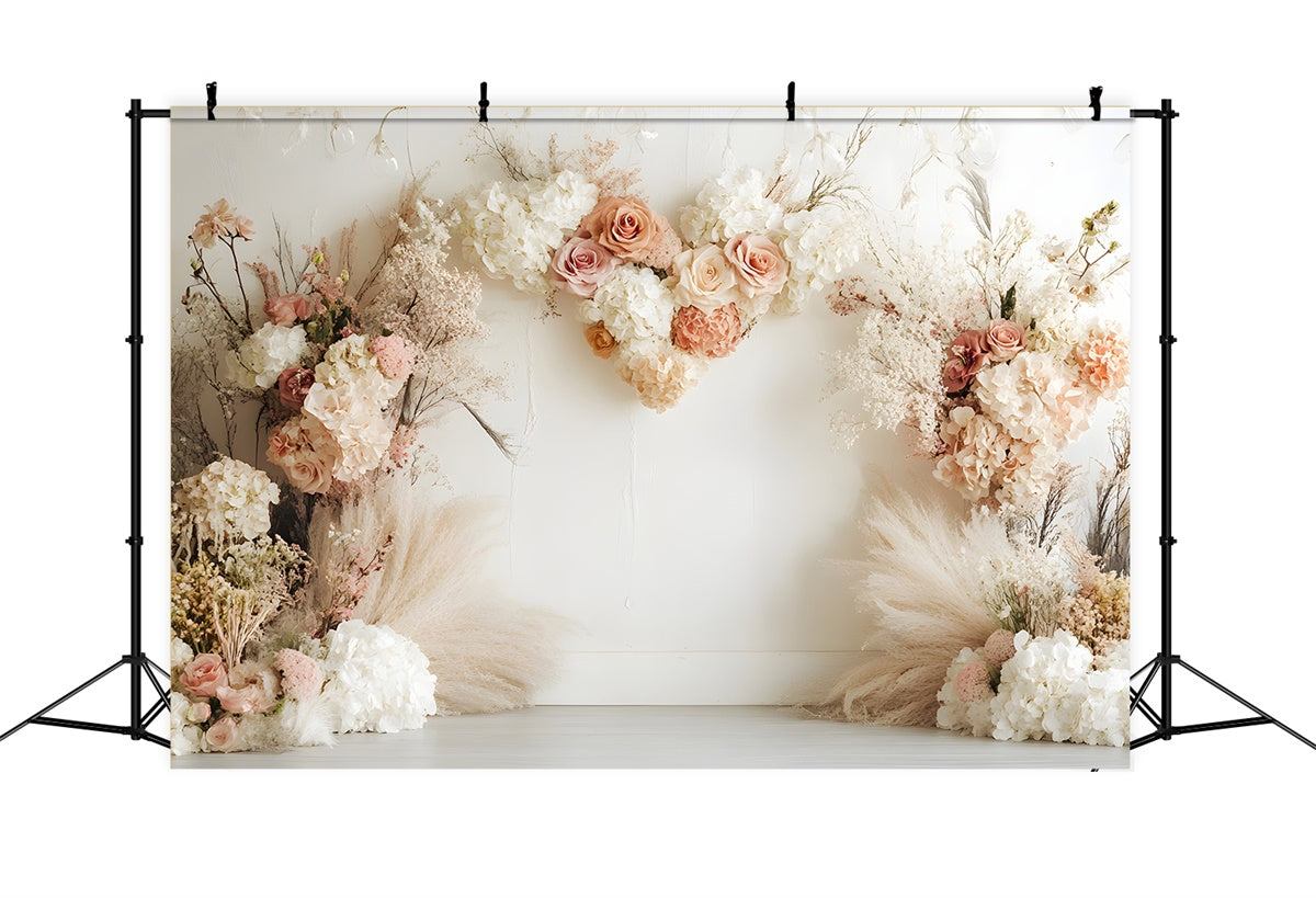 Toile de Fond Photo Boho Coeur Arrangement Floral GQ2-73