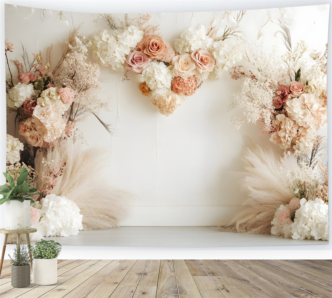 Toile de Fond Photo Boho Coeur Arrangement Floral GQ2-73