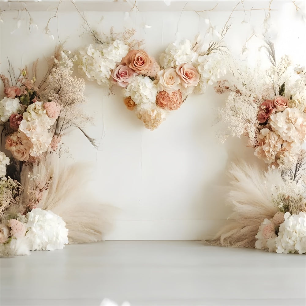 Toile de Fond Photo Boho Coeur Arrangement Floral GQ2-73