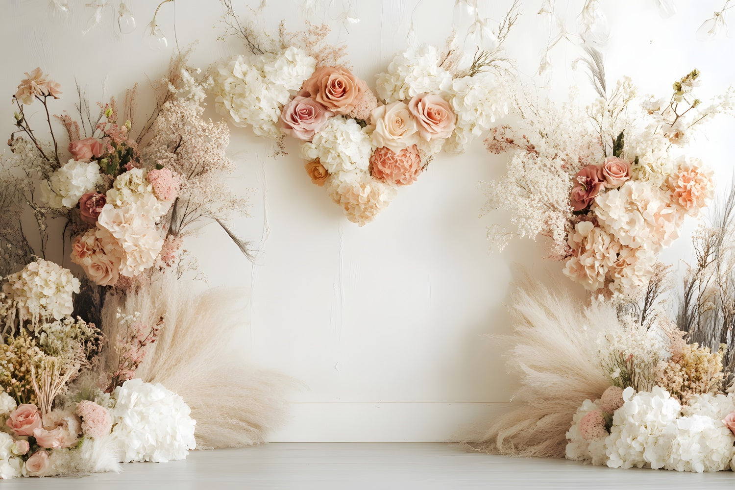 Toile de Fond Photo Boho Coeur Arrangement Floral GQ2-73