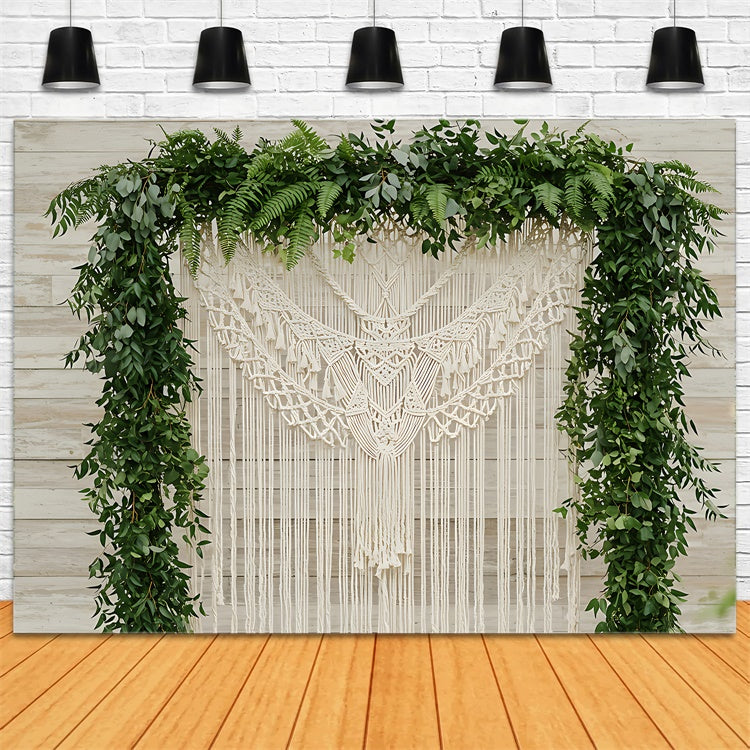 Toile de Fond Boho Arc Macramé Feuilles Décor GQ2-76