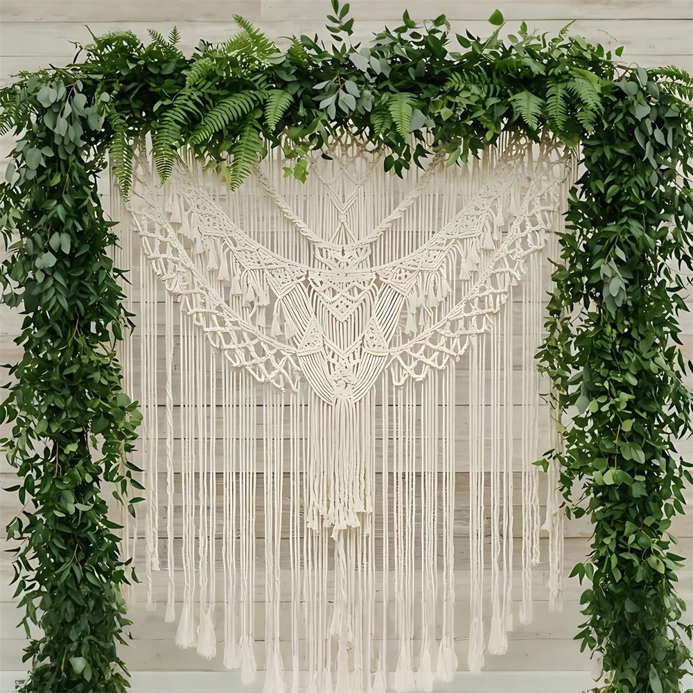 Toile de Fond Boho Arc Macramé Feuilles Décor GQ2-76