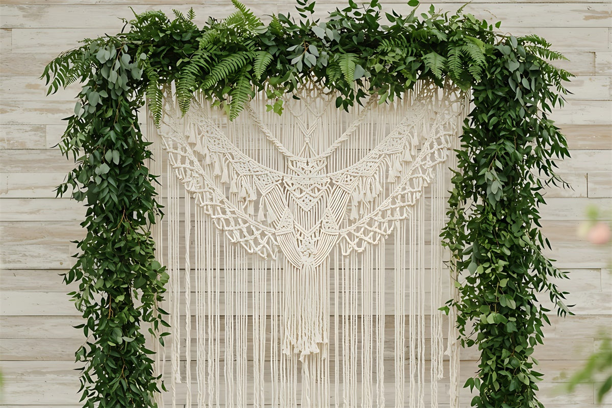 Toile de Fond Boho Arc Macramé Feuilles Décor GQ2-76