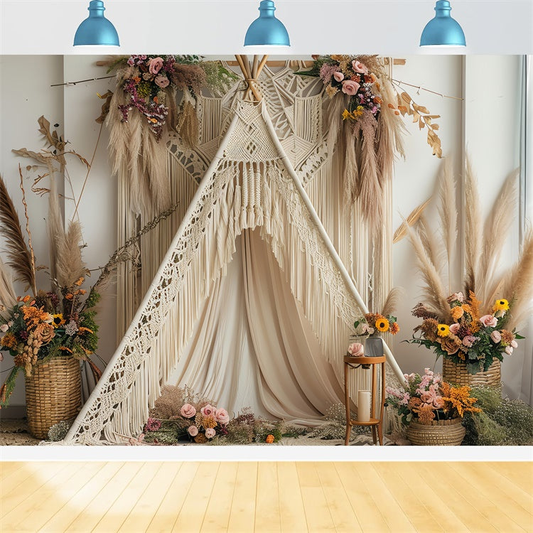 Toile de Fond Boho Idées Teepee Crème Douce Floral GQ2-8