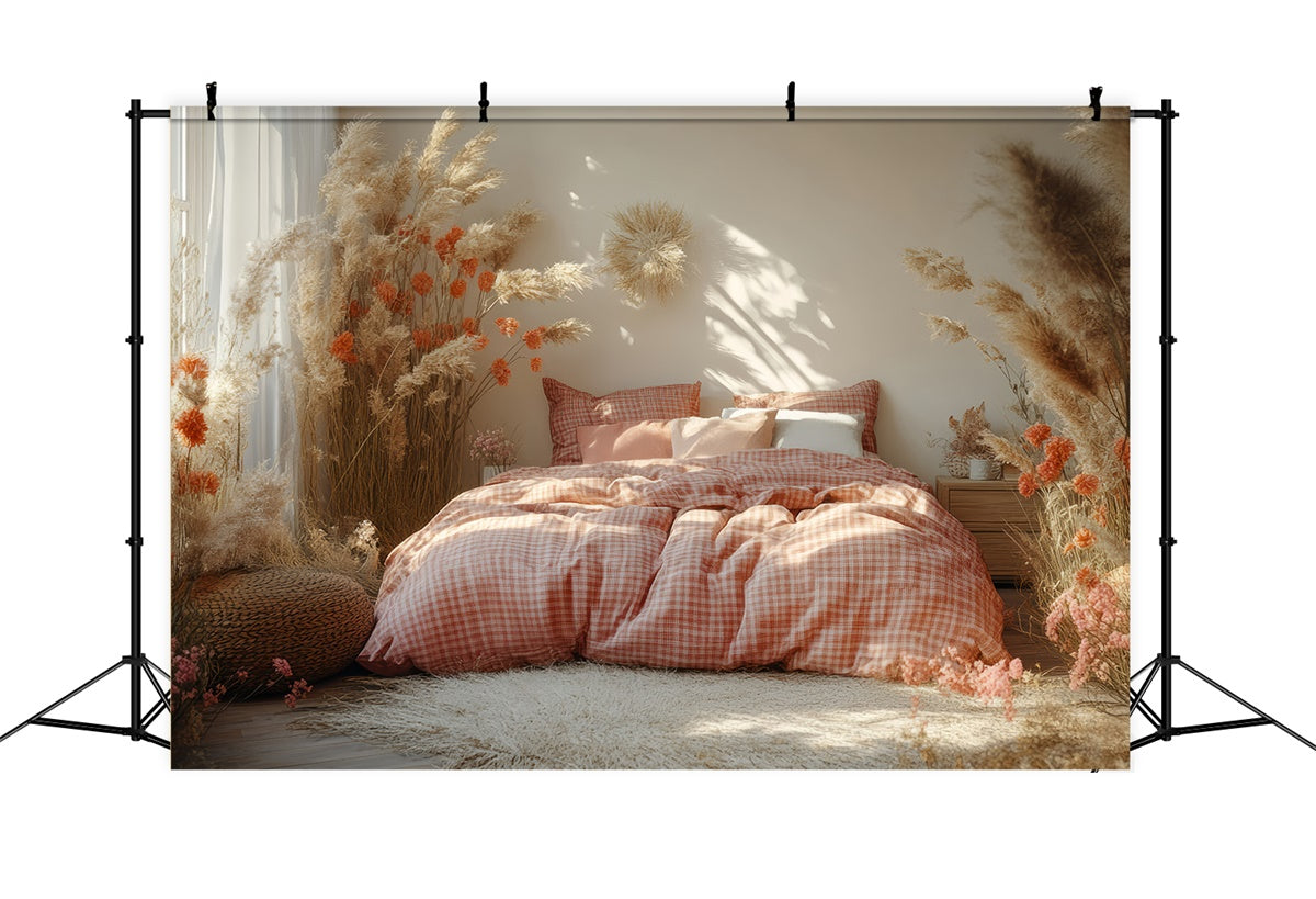 Toile de Fond Boho Idées Lit Pampas Floral GQ2-80