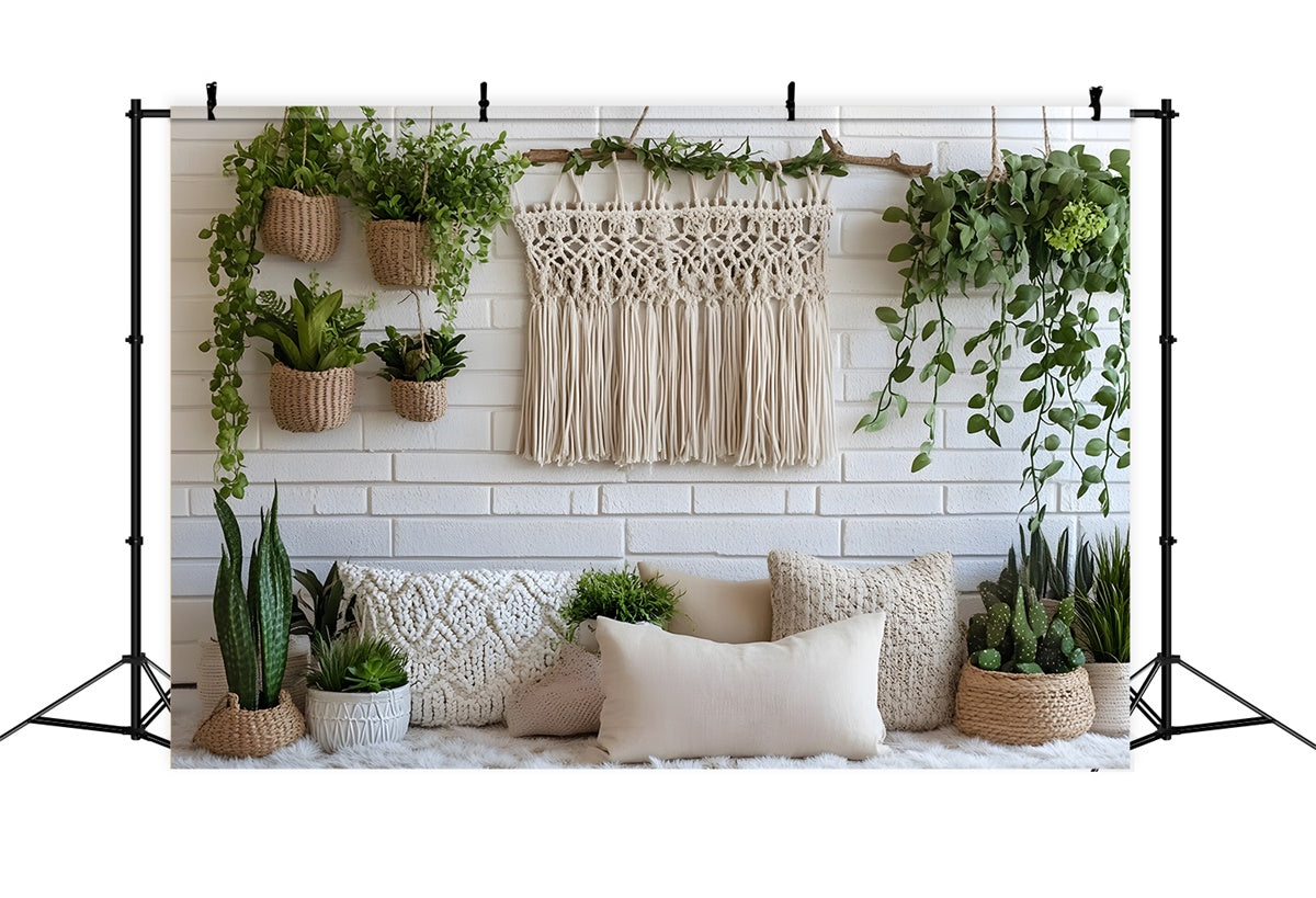 Toile de Fond Boho Décor Macramé Plantes Suspendues GQ2-84