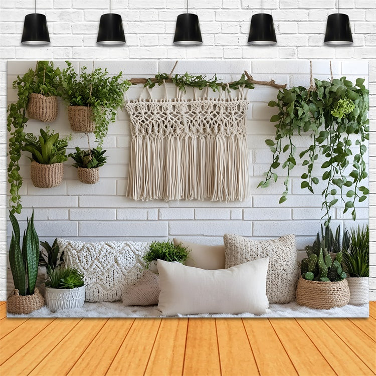 Toile de Fond Boho Décor Macramé Plantes Suspendues GQ2-84