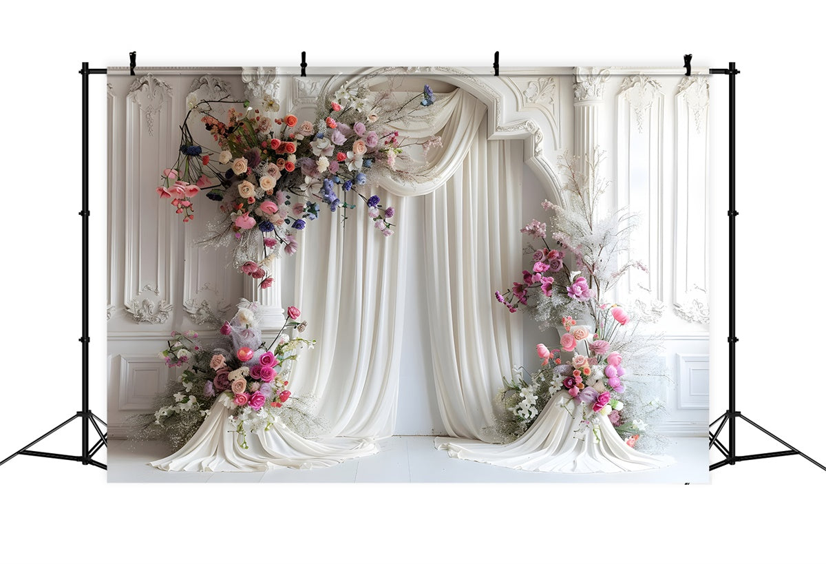 Toile de Fond Photo Fête des Mères Arche Florale Romantique Française GQ2-97