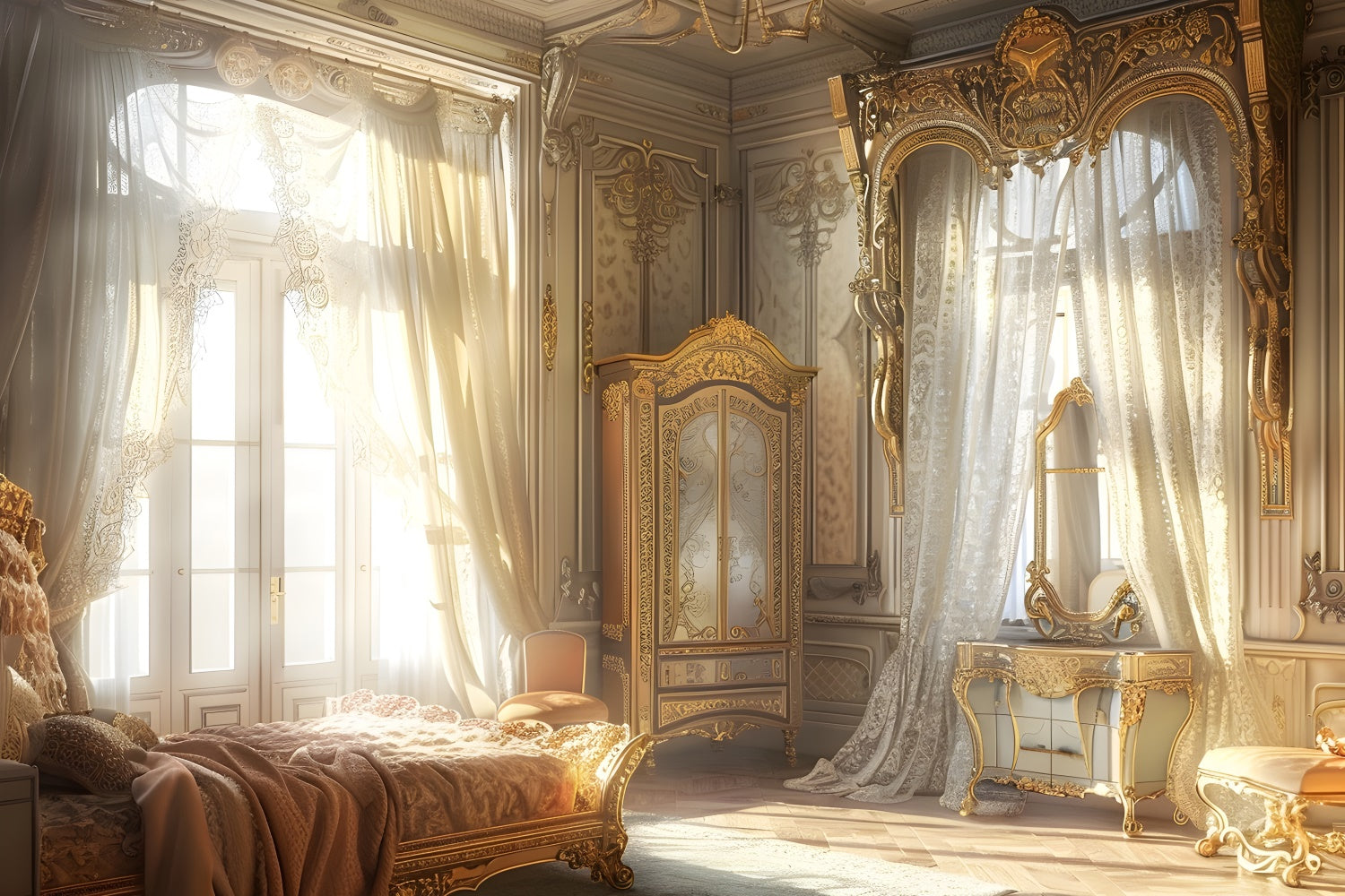 Toile de Fond pour la Fête des Mères Chambre Opulente ensoleillée Rêveuse GQ2-98