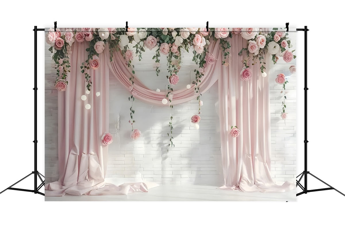 Toiles de Fond pour la Fête des Mères Rideau Floral Rose Pastel GQ2-99
