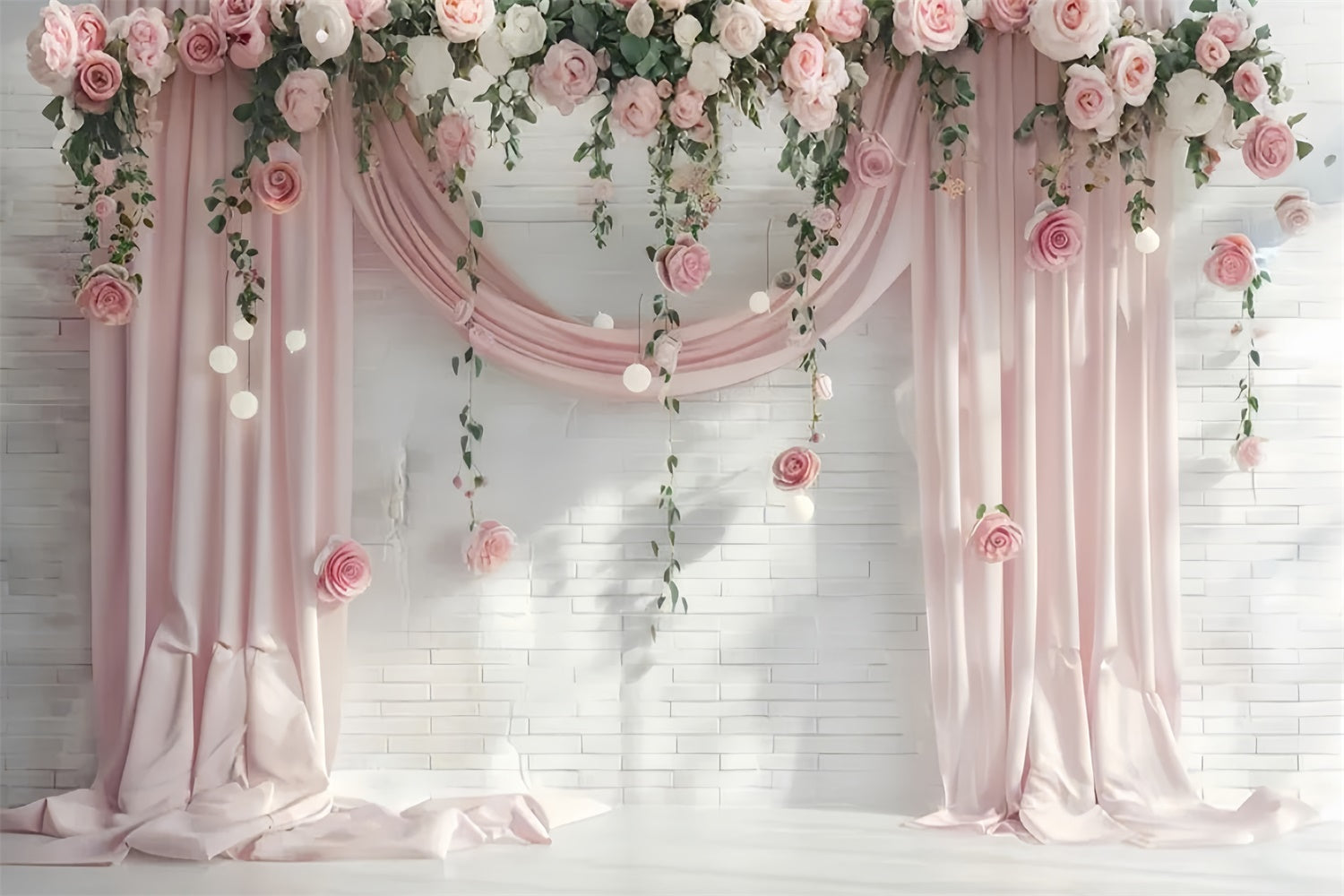 Toiles de Fond pour la Fête des Mères Rideau Floral Rose Pastel GQ2-99