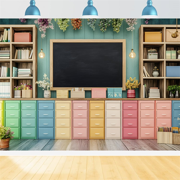 Toile de fond Photographie Rentrée des Classes Rangement Salle de Classe Tableau Noir GQ3-106
