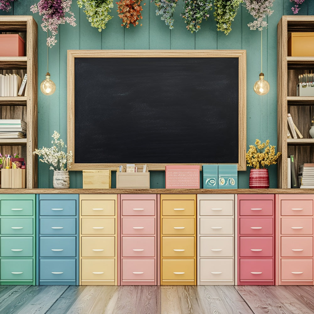 Toile de fond Photographie Rentrée des Classes Rangement Salle de Classe Tableau Noir GQ3-106
