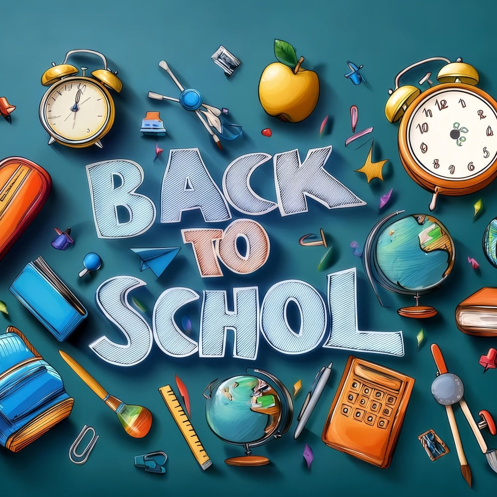 Toile de fond Photo Rentrée des Classes Fournitures Scolaires GQ3-127