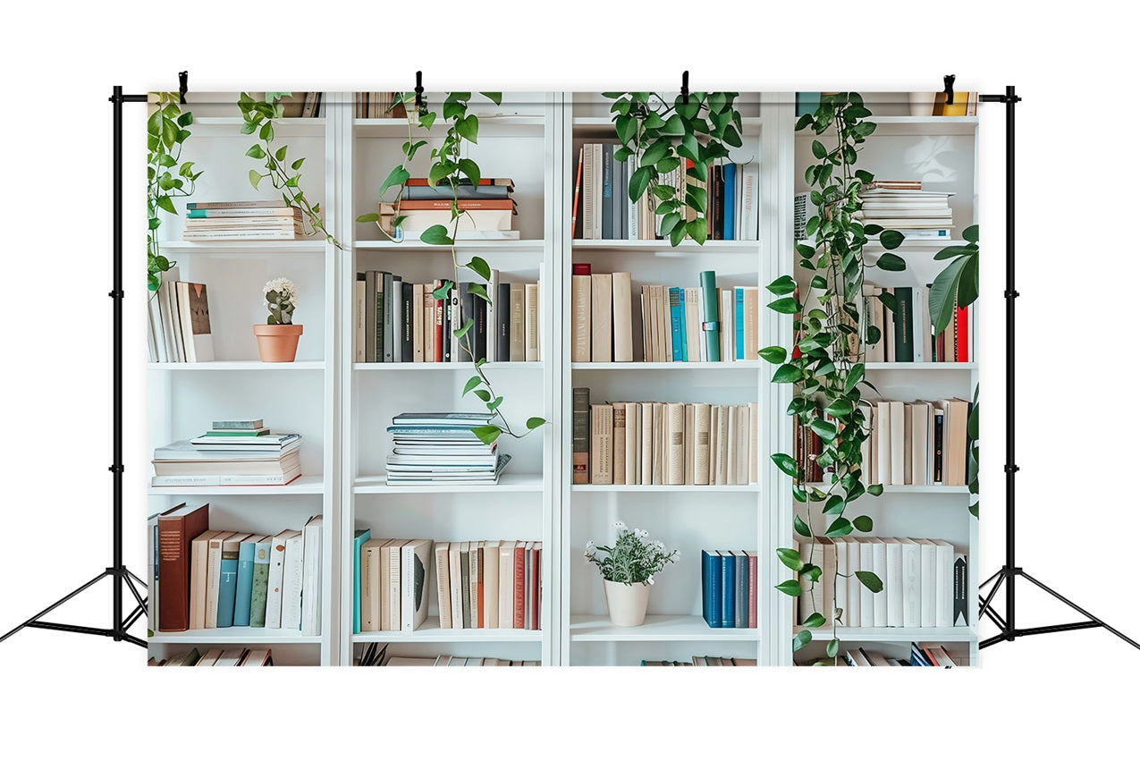 Toile de fond Photo Rentrée des Classes Mur Bibliothèque Blanche GQ3-129