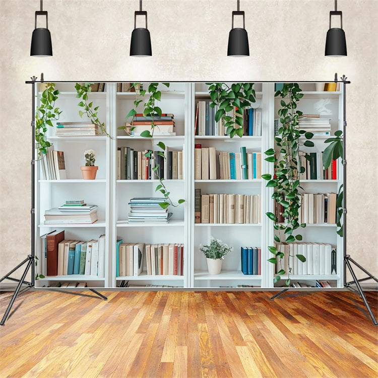 Toile de fond Photo Rentrée des Classes Mur Bibliothèque Blanche GQ3-129