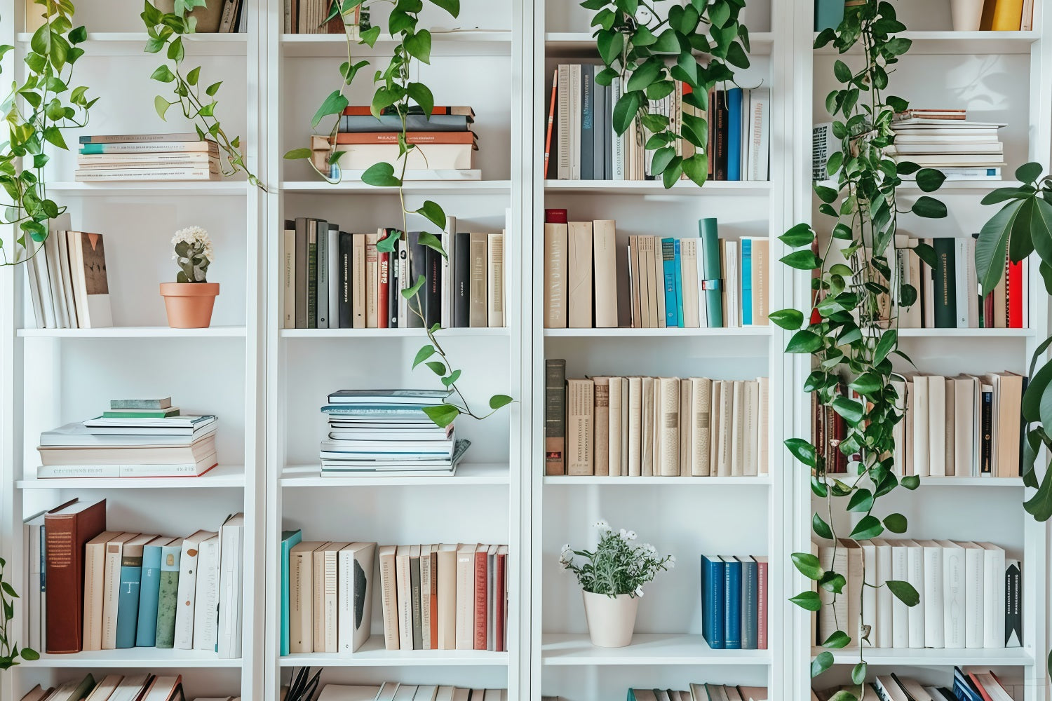 Toile de fond Photo Rentrée des Classes Mur Bibliothèque Blanche GQ3-129
