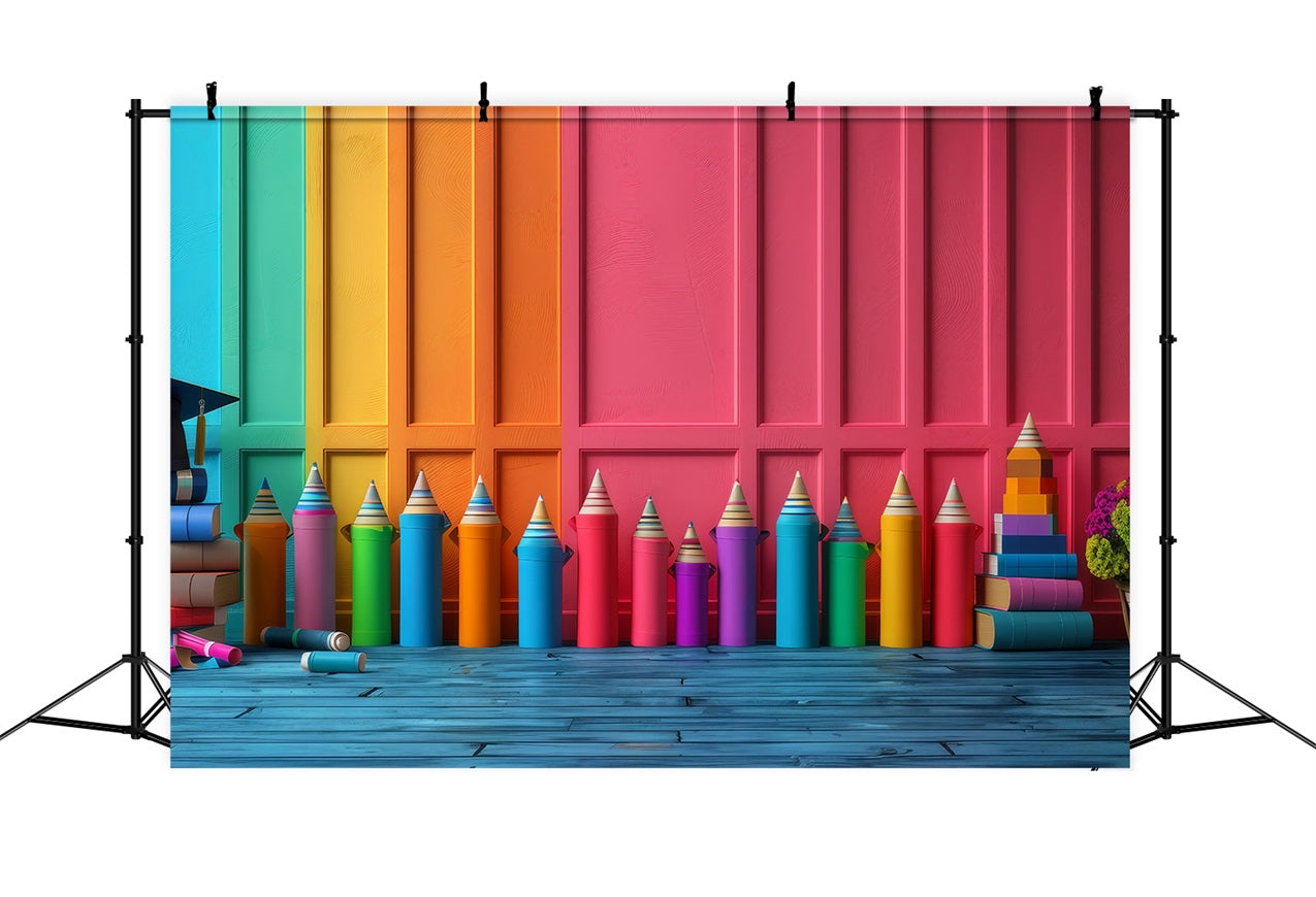 Toile de fond Rentrée des Classes Crayons de Couleur Apprentissage GQ3-130