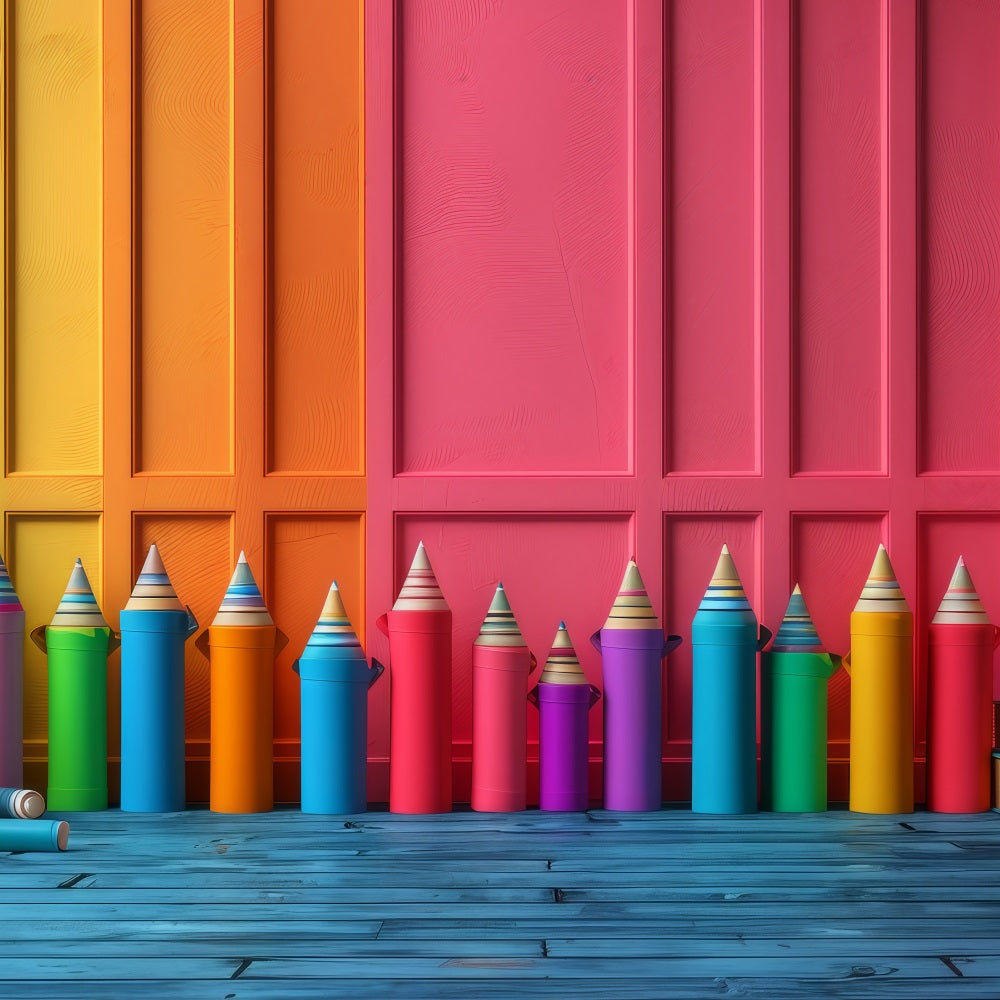Toile de fond Rentrée des Classes Crayons de Couleur Apprentissage GQ3-130