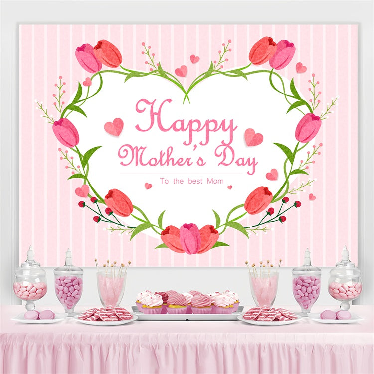 Toile de fond Fête des Mères Personnalisable Cœur de Tulipes Romantiques GQ3-135