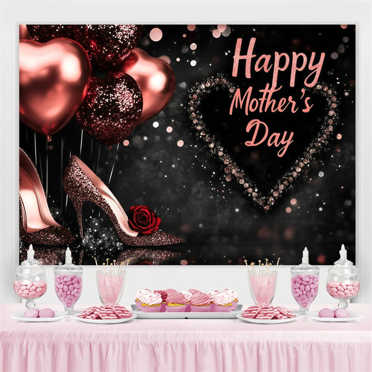 Toile de fond Fête des Mères Personnalisable Talons Étincelants et Ballons GQ3-145