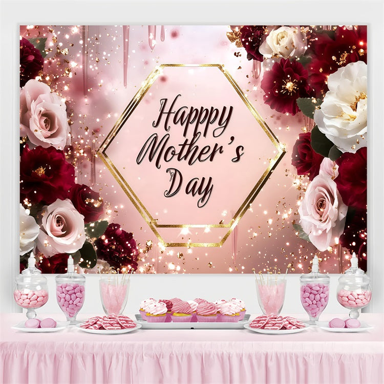 Toile de fond Fête des Mères Personnalisable Rose Rouge Épanouie GQ3-152