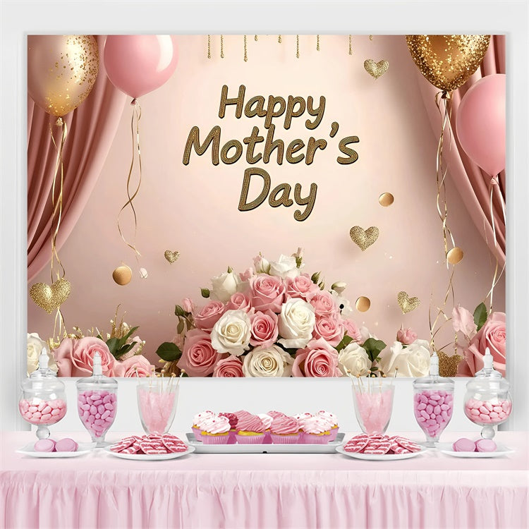 Toile de fond Fête des Mères Personnalisable Ballons et Roses Roses GQ3-159