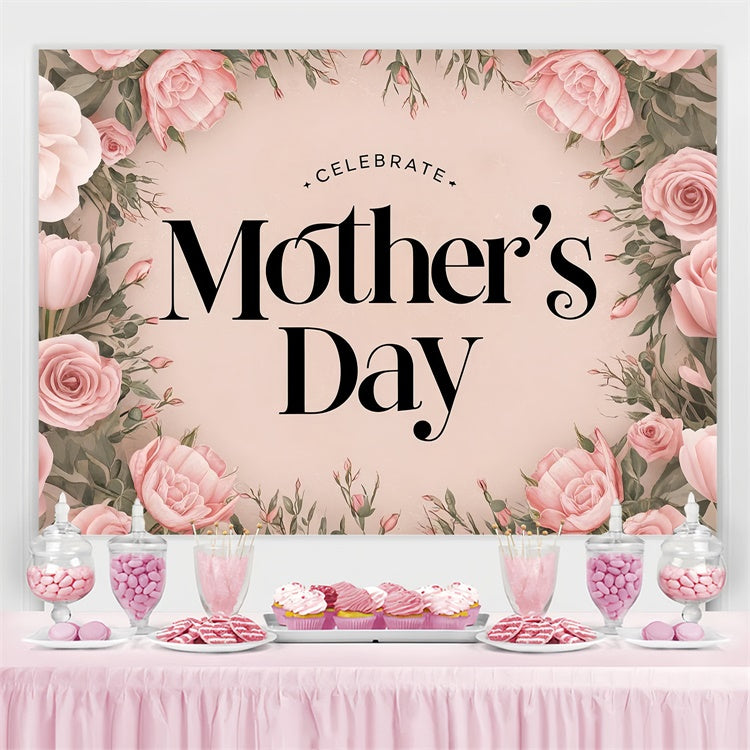 Toile de fond Fête des Mères Personnalisable Guirlande de Roses Blush GQ3-180