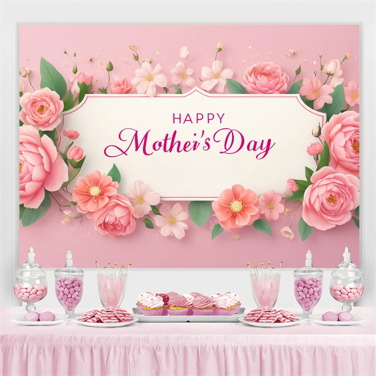 Toile de fond Fête des Mères Personnalisable Élégance Florale Rose GQ3-181