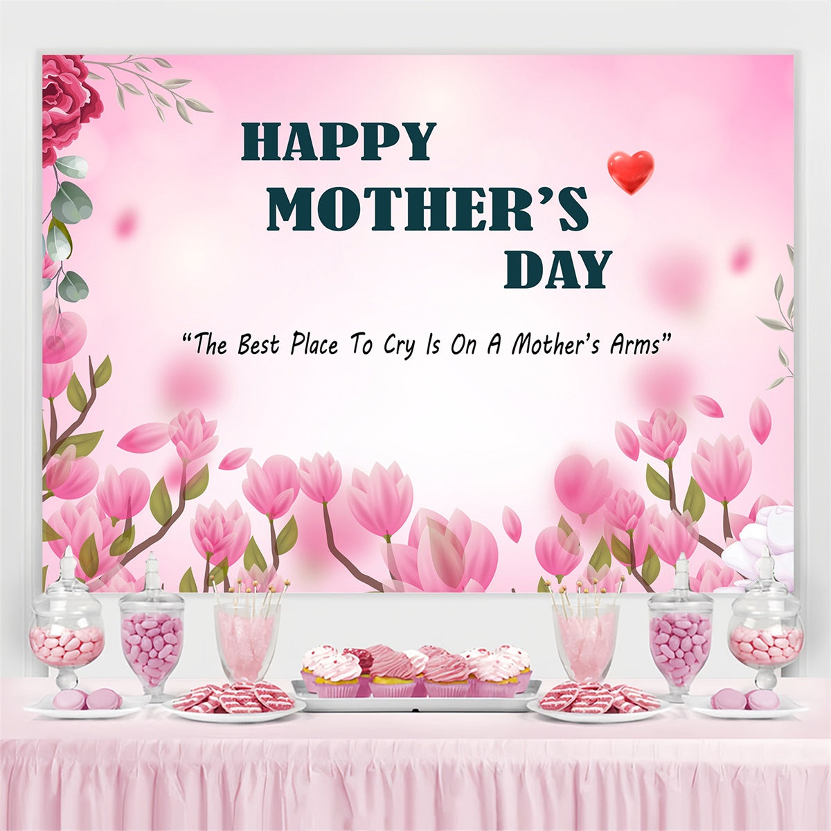 Toile de fond Fête des Mères Personnalisable Gracieuses Tulipes Épanouies GQ3-182