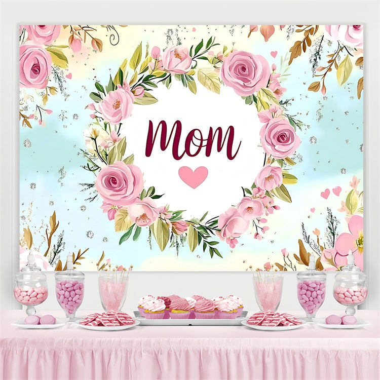 Toile de fond Fête des Mères Personnalisable Couronne de Roses de Rêve GQ3-199