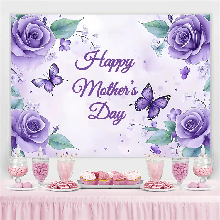 Toile de fond Fête des Mères Personnalisable Fantaisie Florale Violette GQ3-203